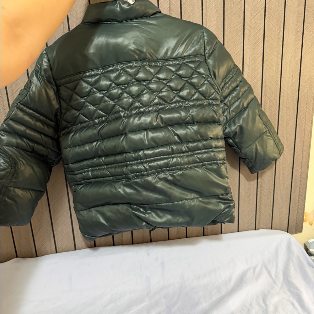 Armani Junior Quilted Puffer Jacket in Deep Green - Picture 2 of 4